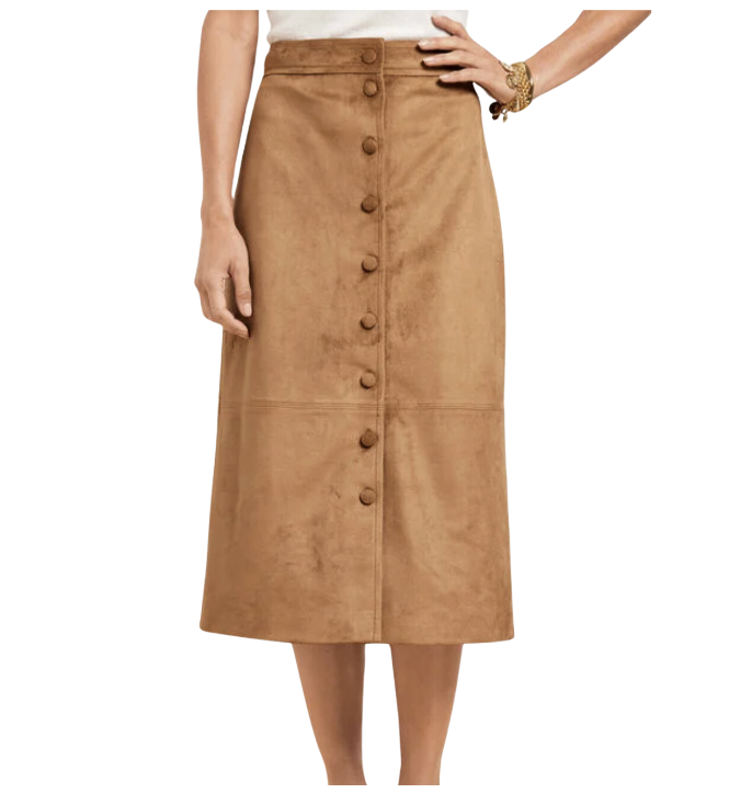 Faux Suede A-Line Skirt